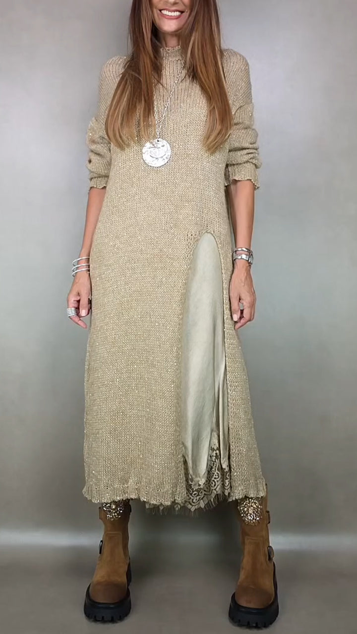 Jesika - Stílusos Hosszú Pulóver Ruhával