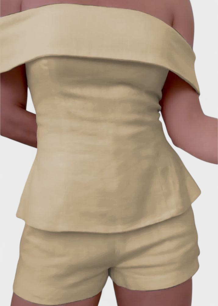 Shalita - Vállakat Szabadon Hagyó Lenvászon Kétrészes Szett