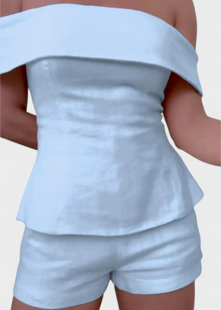 Shalita - Vállakat Szabadon Hagyó Lenvászon Kétrészes Szett