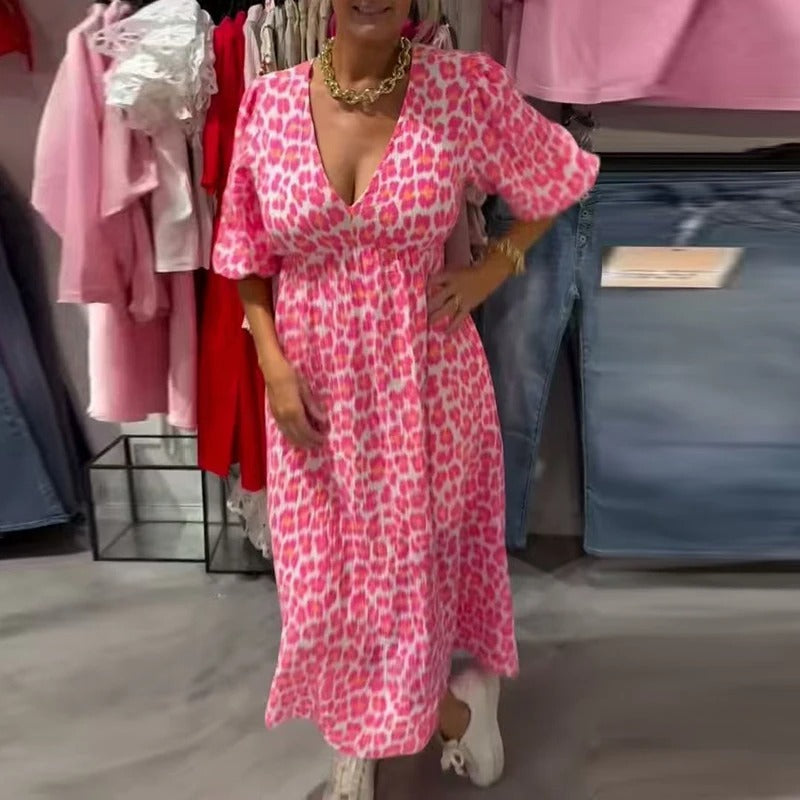 Annie - V-Nyakú Lenvászon Nyári Ruha