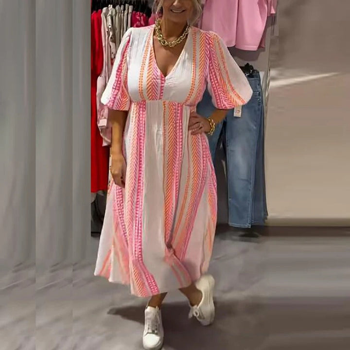 Annie - V-Nyakú Lenvászon Nyári Ruha