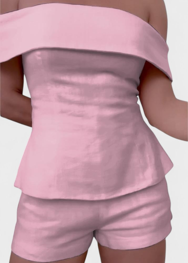 Shalita - Vállakat Szabadon Hagyó Lenvászon Kétrészes Szett