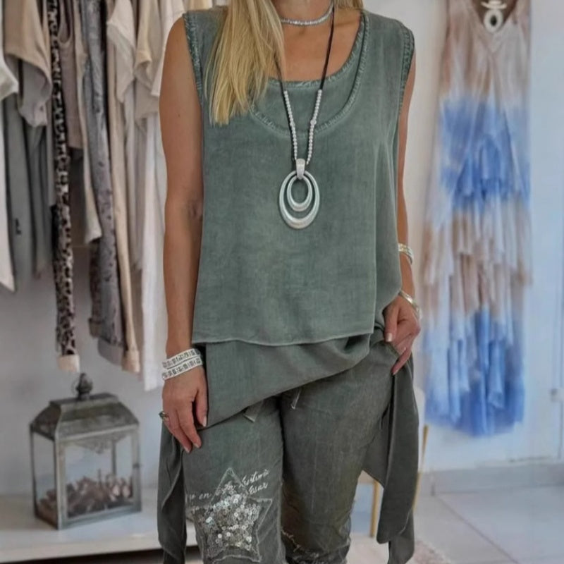 Sousana - Ujjatlan Felső és Nyomtatott Nadrág