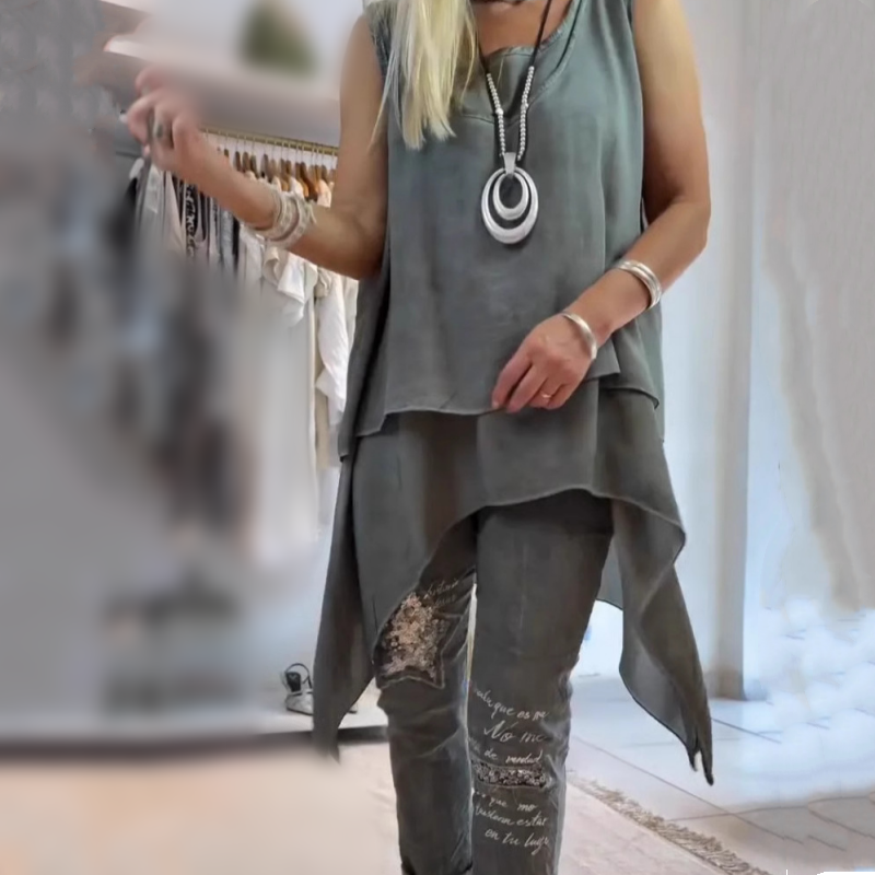 Sousana - Ujjatlan Felső és Nyomtatott Nadrág