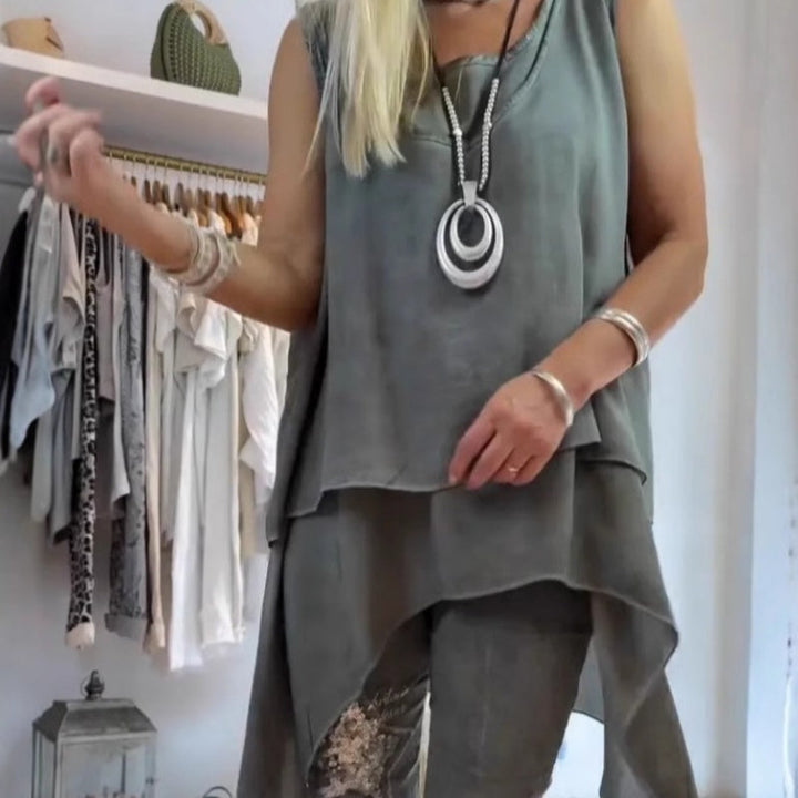 Sousana - Ujjatlan Felső és Nyomtatott Nadrág