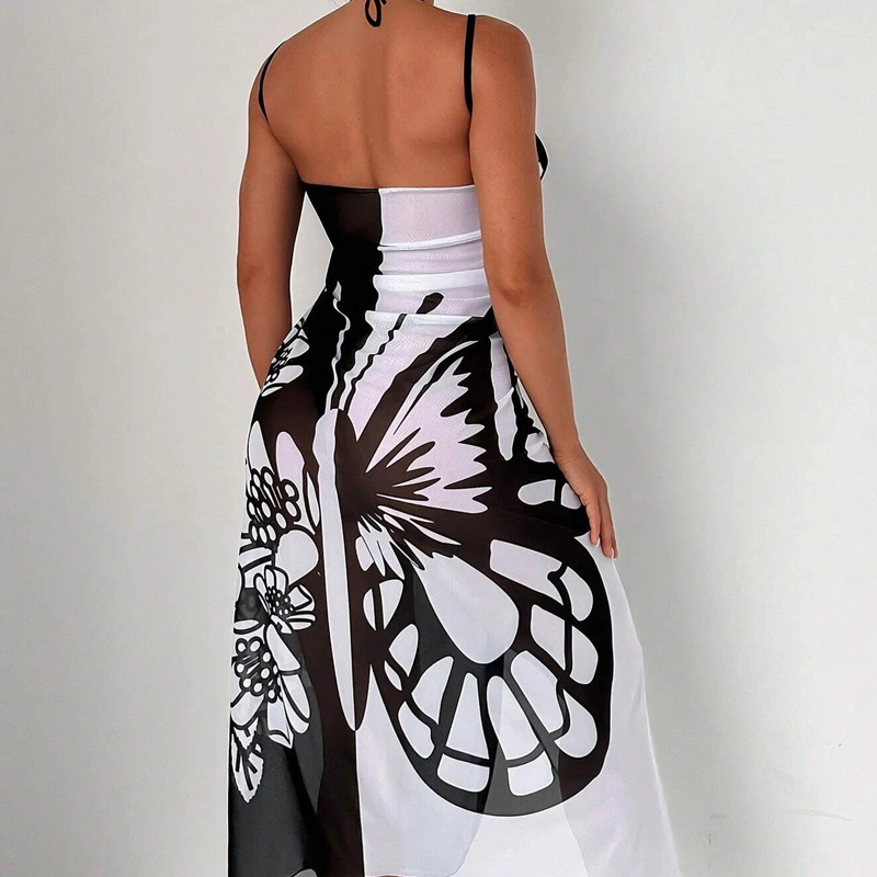 Melora - Pillangós Mintás Fürdőruha-Takaró