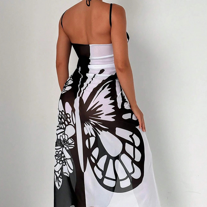 Melora - Pillangós Mintás Fürdőruha-Takaró