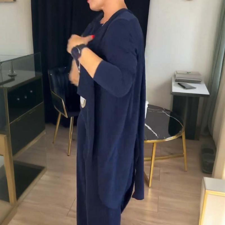 Mouna - Elegáns Hosszú Kardigán 3 Részes Szett