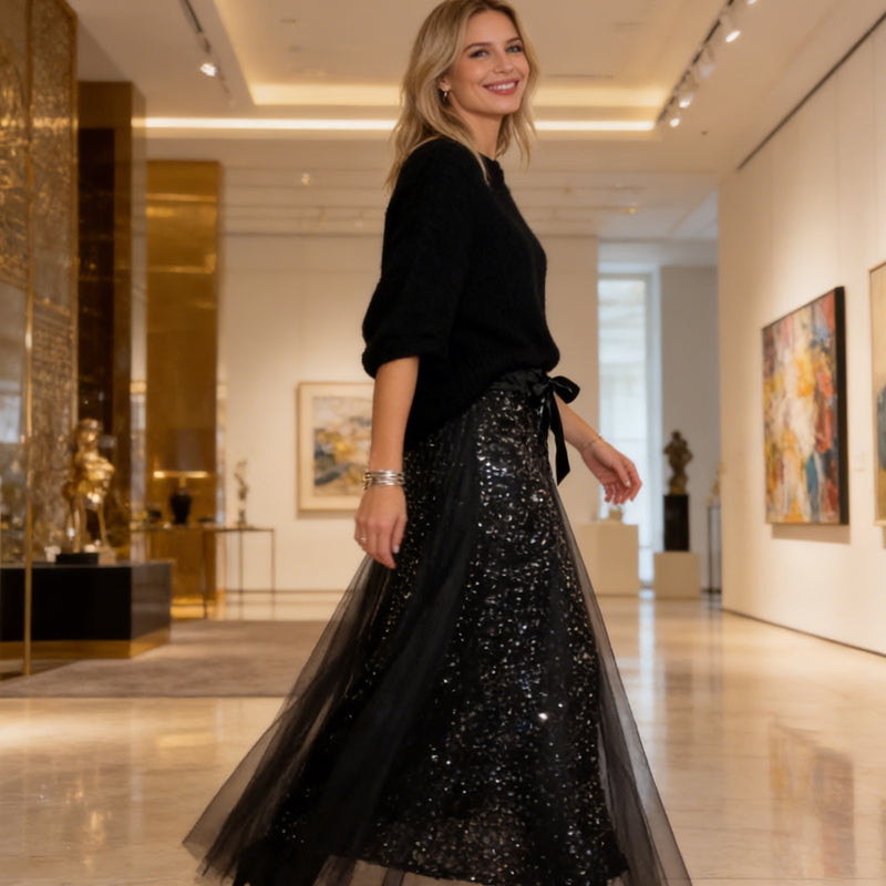 Pnina - Stílusos Csillogó Felső és Tüllszoknya