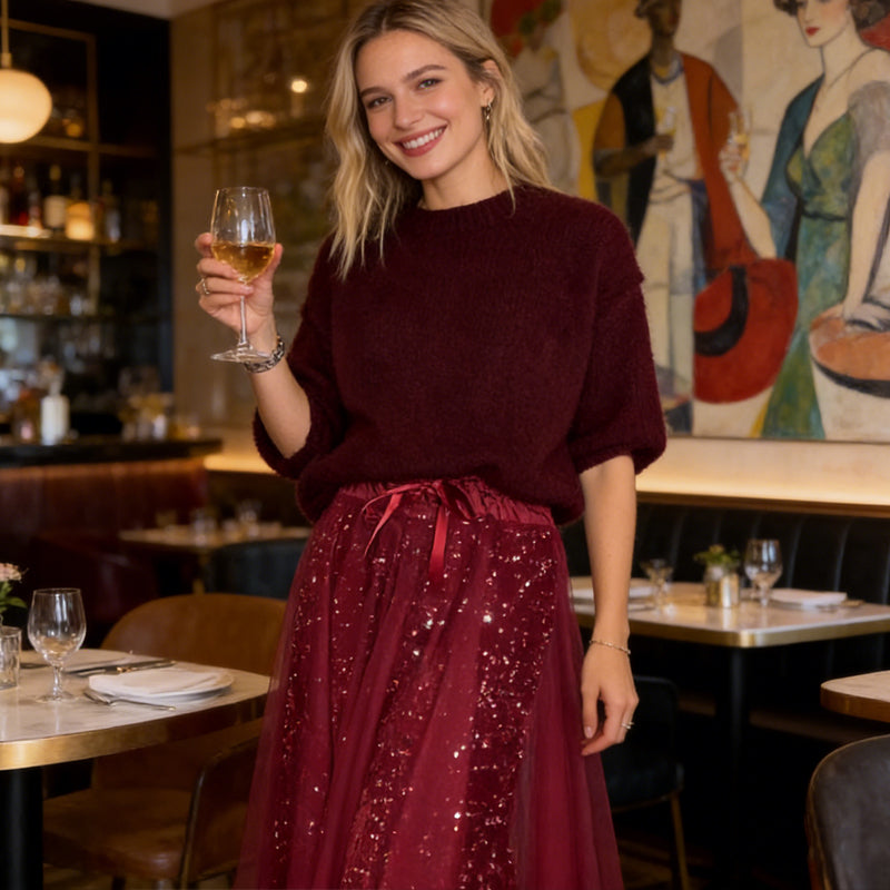 Pnina - Stílusos Csillogó Felső és Tüllszoknya