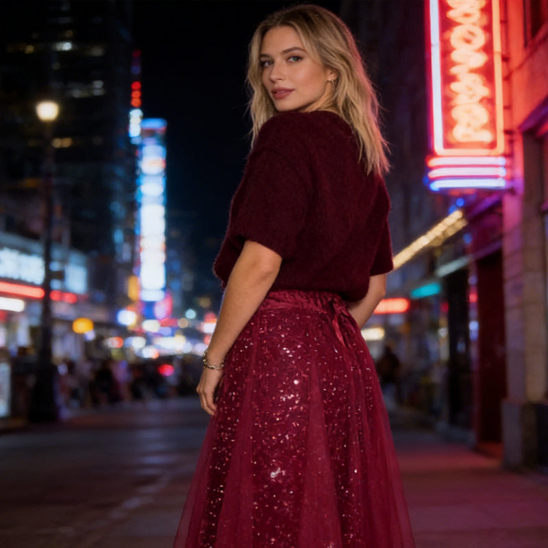 Pnina - Stílusos Csillogó Felső és Tüllszoknya